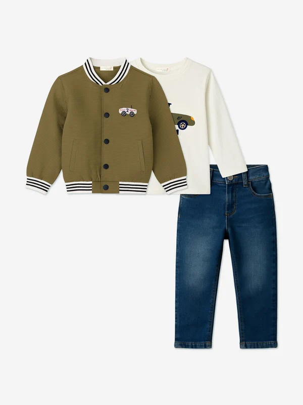 Mininio Boys 3 Piece Outfit Set in Green Green / 6 Yrs