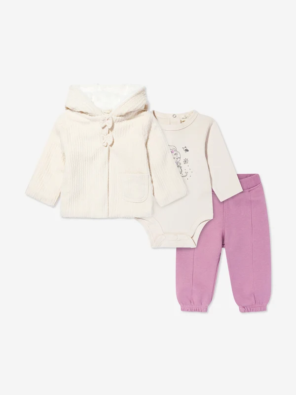 Mininio Baby Girls 3 Piece Outfit Set in Pink Pink / 3 - 6 Mths