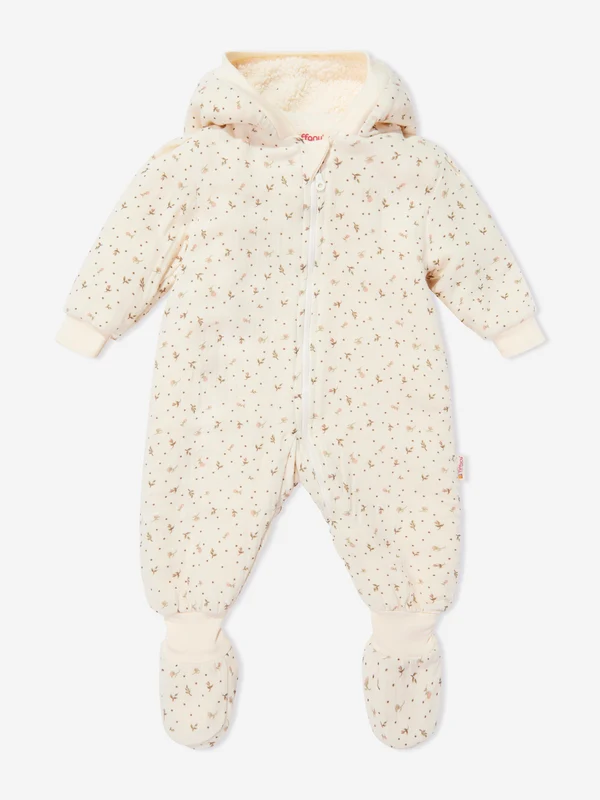 Tiffany Baby Girls Wool Flower Pramsuit in Ivory Ivory / 9-12 Mths