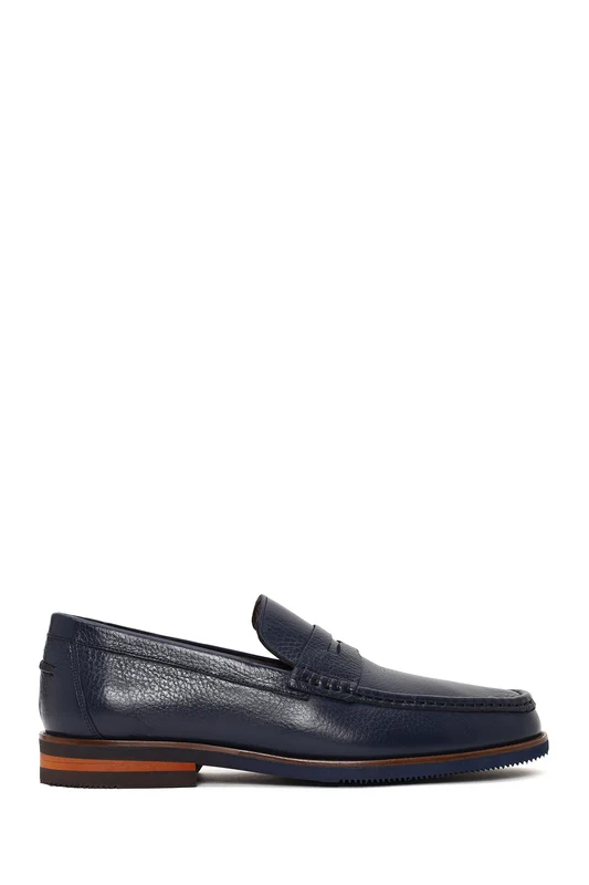 Erkek Lacivert Deri Loafer Lacivert / 43