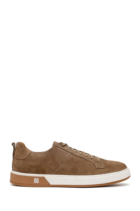 Erkek Bej Bağcıklı Süet Deri Sneaker Bej / 41
