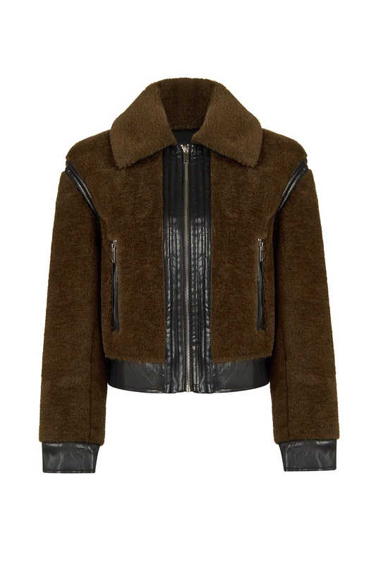 Levi Kadın Kahverengi Kısa Teddy Ceket Kahverengi / XL