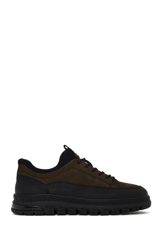 Erkek Haki Nubuk Deri Sneaker Yeşil / 42