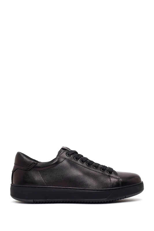 Derimod Fly Erkek Siyah Bağcıklı Kalın Tabanlı Deri Sneaker Siyah / 41