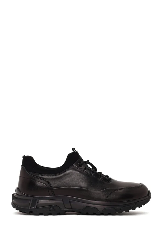 Derimod Fly Erkek Siyah Bağcıklı Kalın Tabanlı Deri Casual Sneaker Siyah / 42