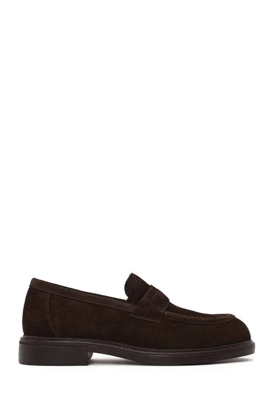 Derimod Black Erkek Kahverengi Süet Deri Loafer Kahverengi / 42