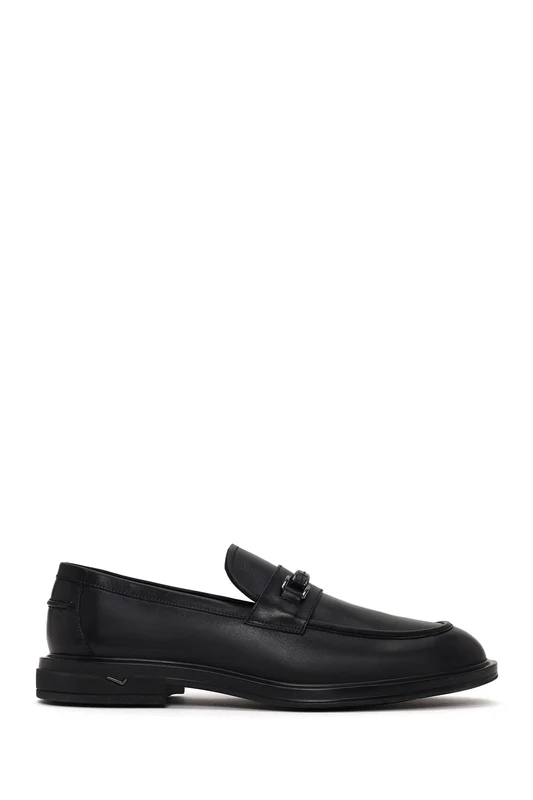 Erkek Siyah Tokalı Deri Klasik Loafer Siyah / 45