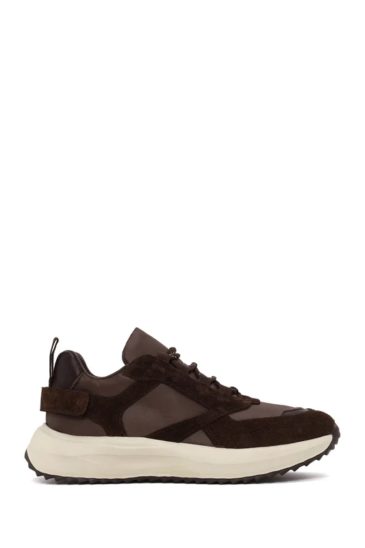 Kadın Kahverengi Bağcıklı Kalın Tabanlı Deri Sneaker Kahverengi / 37