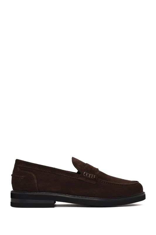 Erkek Kahverengi Süet Deri Casual Loafer Kahverengi / 42