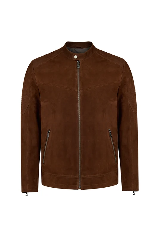 Howard Erkek Kahverengi Slim-Fit Süet Deri Ceket Kahverengi / XL