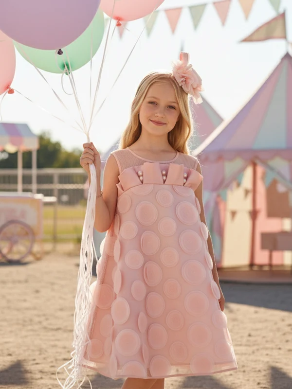 DRESS & Fleur Girls Occasion Dress with Headband in Pink Pink / 5 Yrs