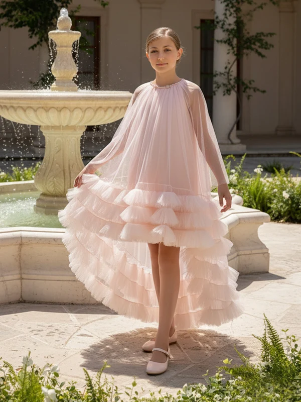 DRESS & Fleur Girls Occasion Dress and Cape Set in Pink Pink / 9 Yrs