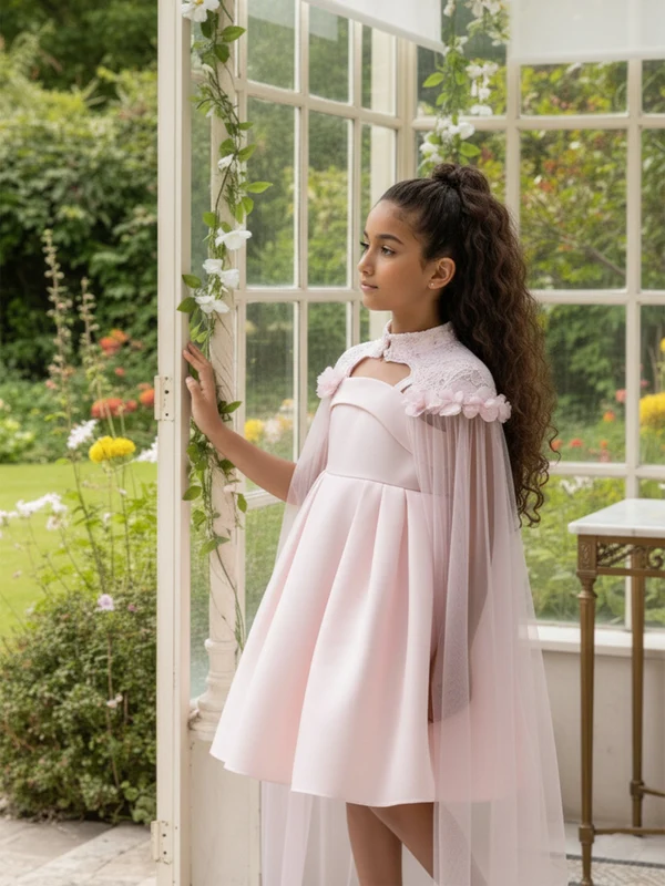 DRESS & Fleur Girls Occasion and Cape Set in Pink Pink / 6 Yrs