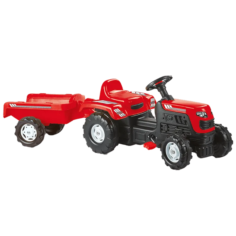 Tractor Ranchero de Pedales con Remolque|Rojo