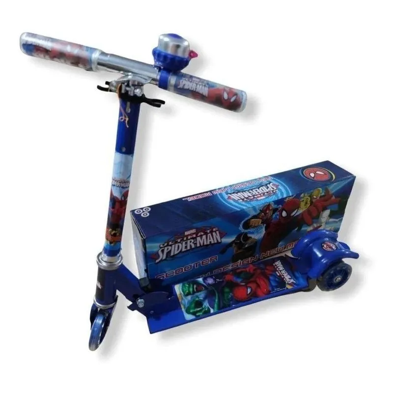 Patinete Infantil Homem-aranha 3 Rodas Buzina 03-06 Anos