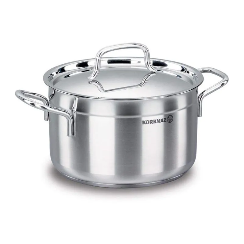 Caçarola em aço inoxidável panela com tampa 3,5L Korkmaz 11x22cm
