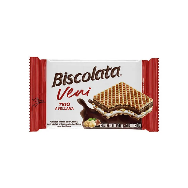 Galleta Wafer con Crema con Leche y Avellanas Biscolata Venitrio 20GR