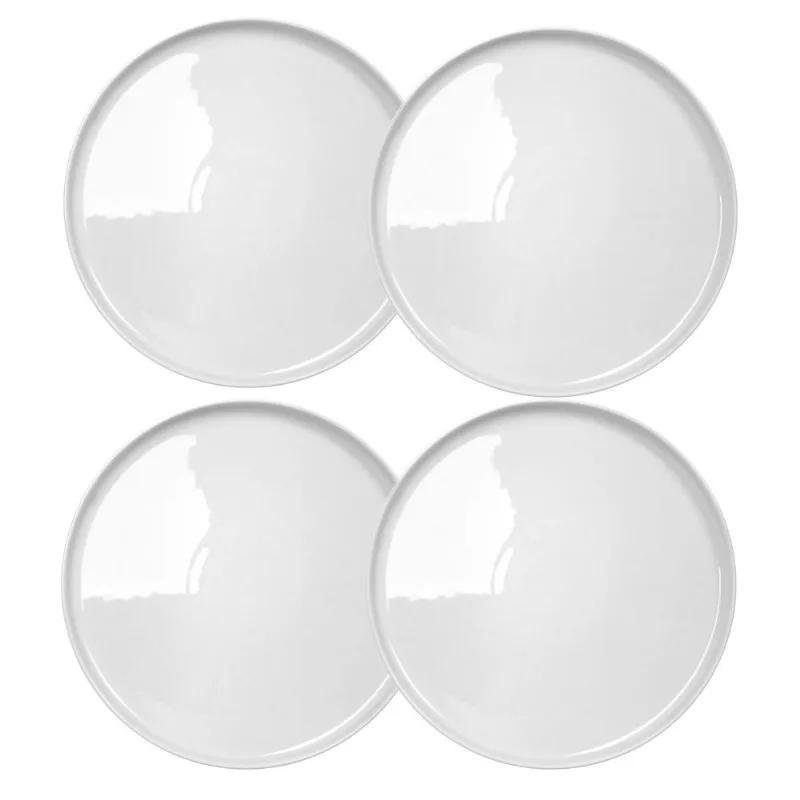 Set x 4 Plato Playo 27 Cm Porcelana Blanca Moderna