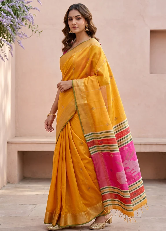 Multicolor Kalakethra Saree With Blouse Piece One Size