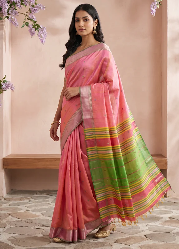 Multicolor Kalakethra Saree With Blouse Piece One Size