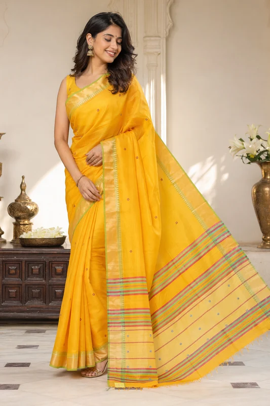 Multicolor kalakshetra Silk Saree With Blouse Piece One Size