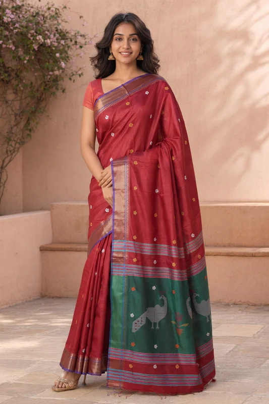 Multicolor kalakshetra Silk Saree With Blouse Piece One Size