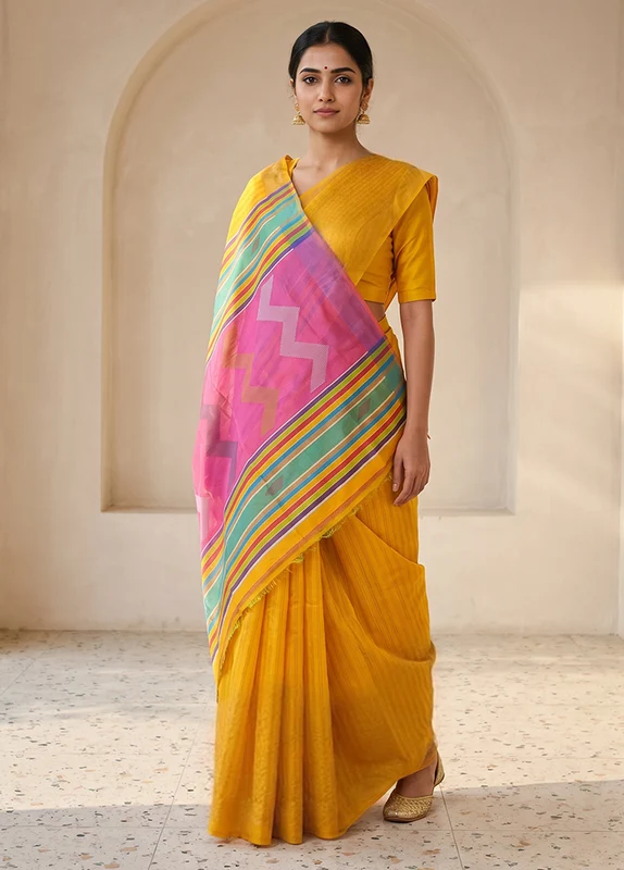 Multicolor Kalakethra Saree With Blouse Piece One Size