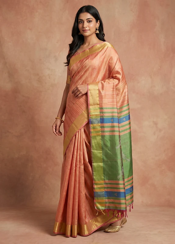 Multicolor Kalakethra Saree With Blouse Piece One Size
