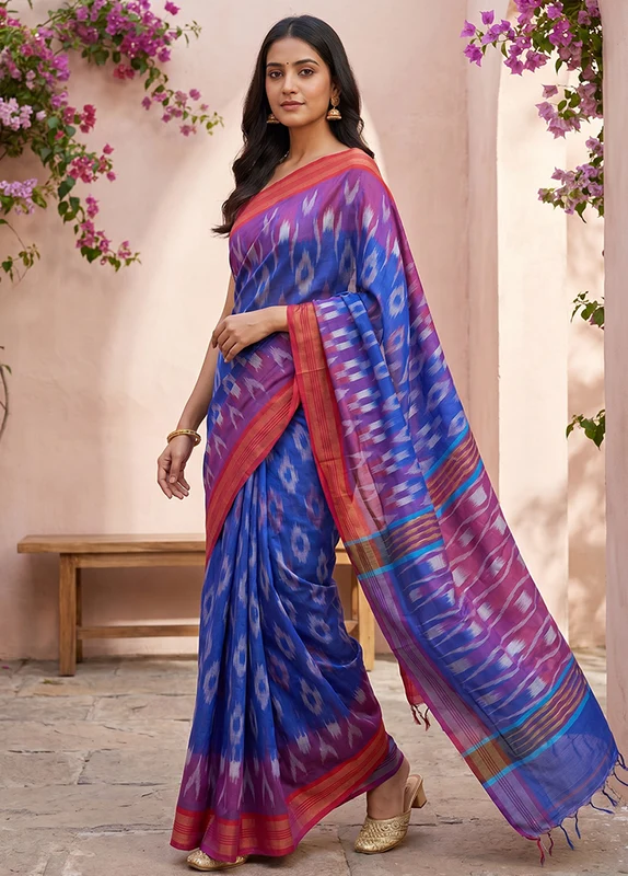 Multicolor Kalakethra Saree With Blouse Piece One Size