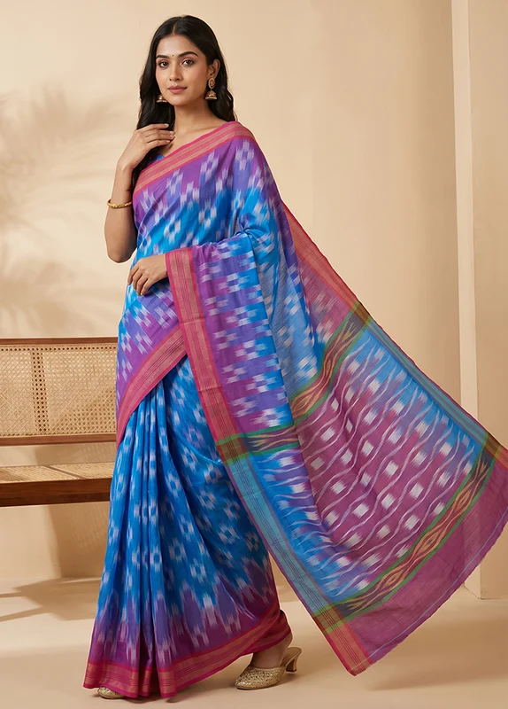 Multicolor Kalakethra Saree With Blouse Piece One Size