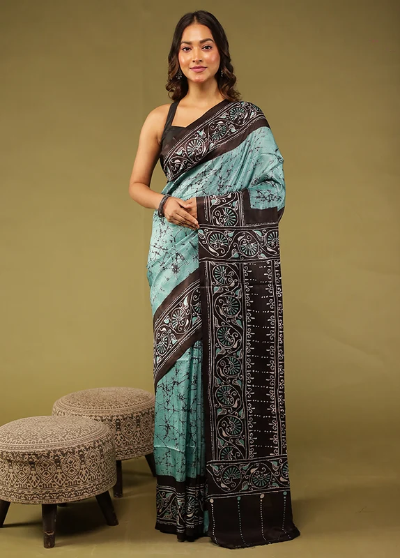 Multicolor Printed Pure Silk Saree With Blouse Piece One Size