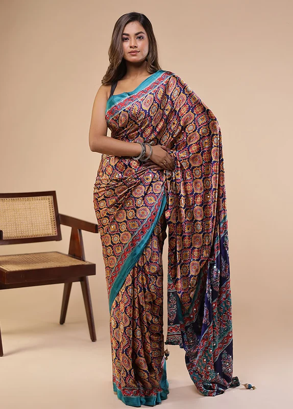 Brown Modal Silk Saree With Blouse Piece One Size