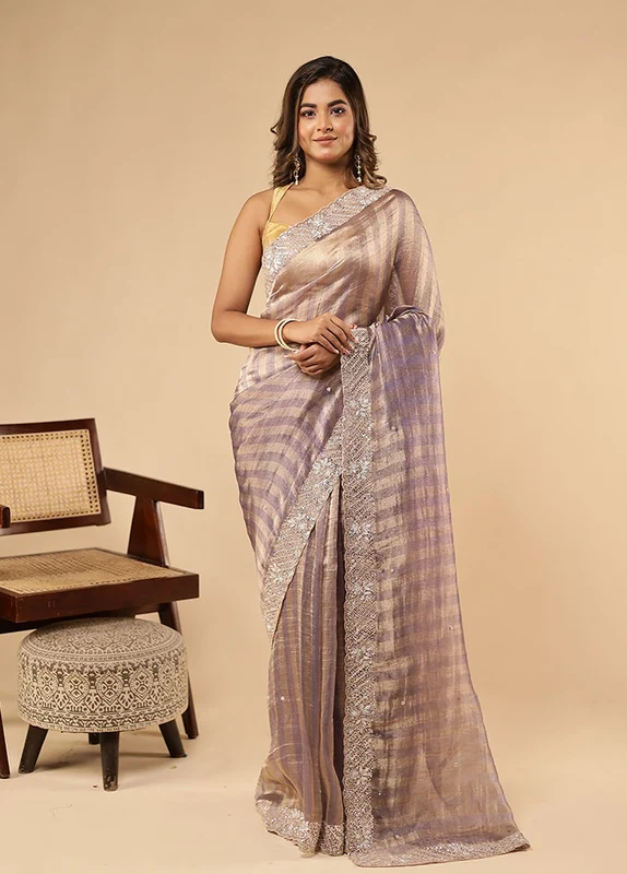 Purple Handloom Pure Georgette Saree With Blouse Piece One Size