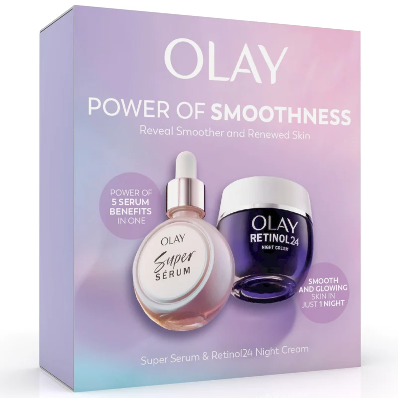 Olay Power of Smoothness Gift Set - Super Serum 30ml and Retinol 24 Night Cream 50ml