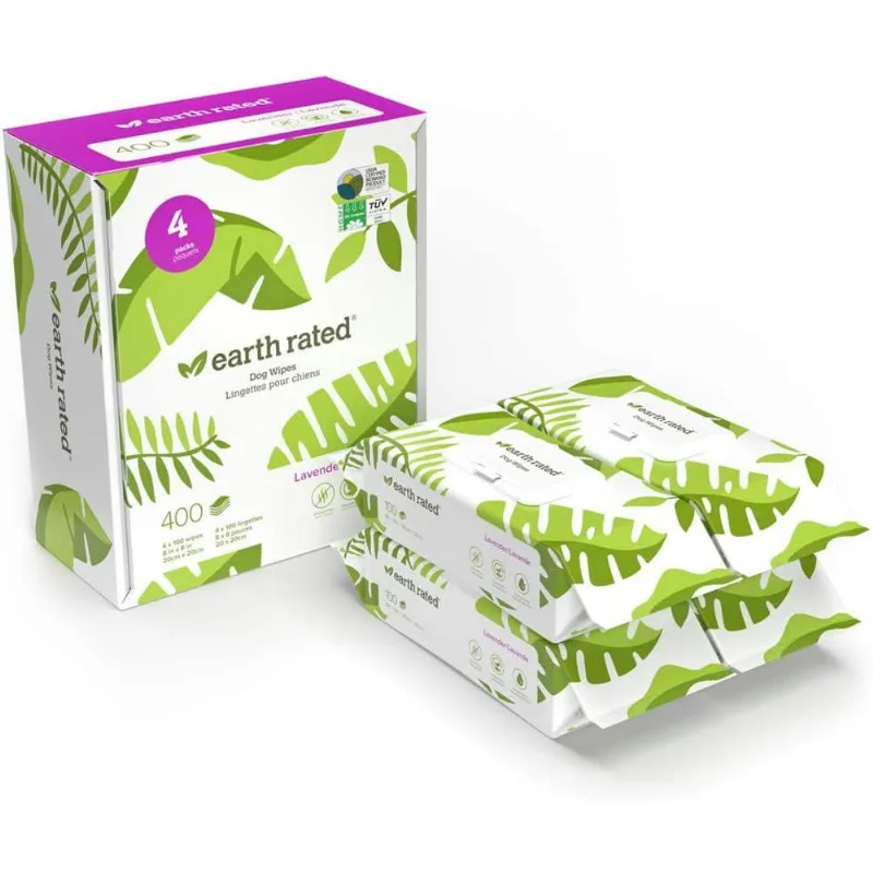 Lenços Umedecidos Compostáveis para Cães Earth Rated 400 Unidades