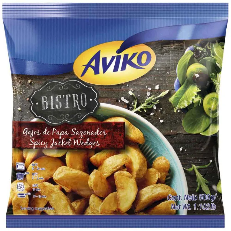 Papa Prefrita Congelada AVIKO Sazonada en Gajos Bolsa 500g