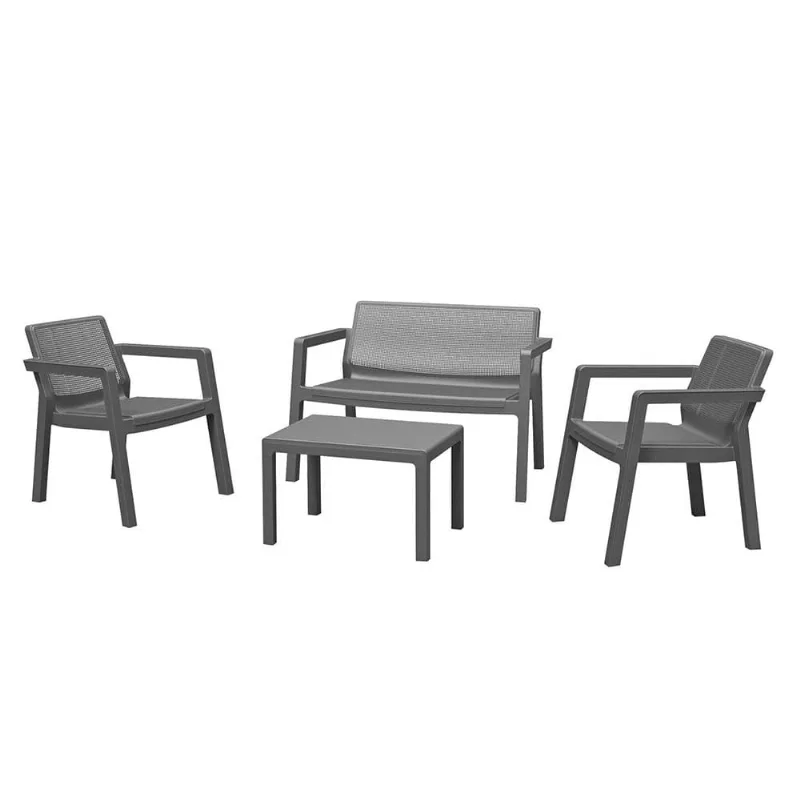 Set Emily 3 Sillones Mesa Grafito S/m