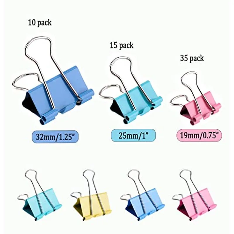 60pcs Colorido Binder Clipes De Papel Grampos Sortidos Tamanho Smal