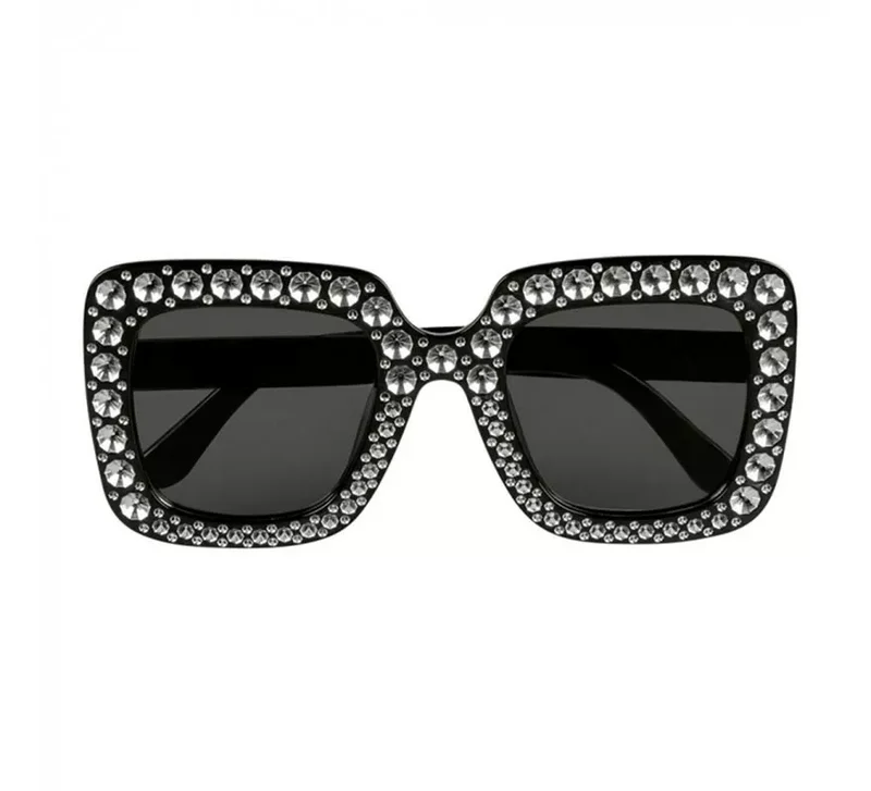Gafas Disco negras con piedras plateadas Universal Adulto