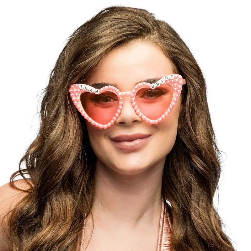Herzchen-Brille, rosa mit Glitzer, 3-teilig
