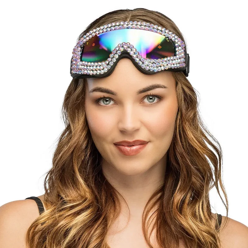 Silberne Skibrille mit Strasssteinen