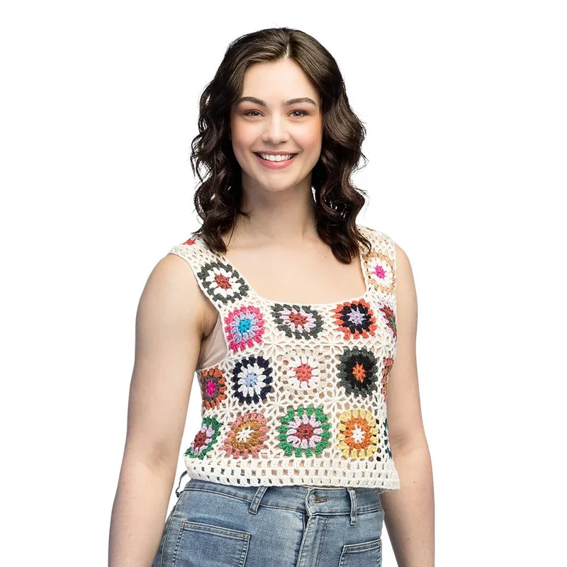 Florales Top Damen gehäkelt M/L