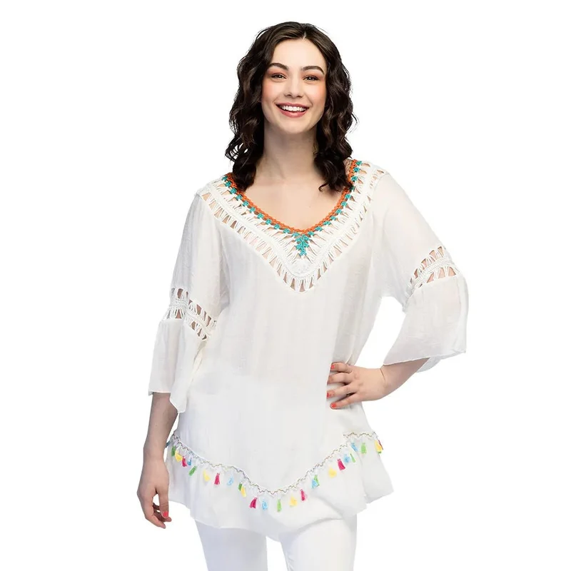 Weißer Poncho Damen Benirras