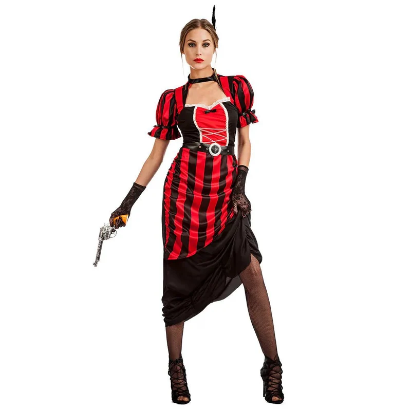 Rot-schwarzes Kleid „Saloon“ XL