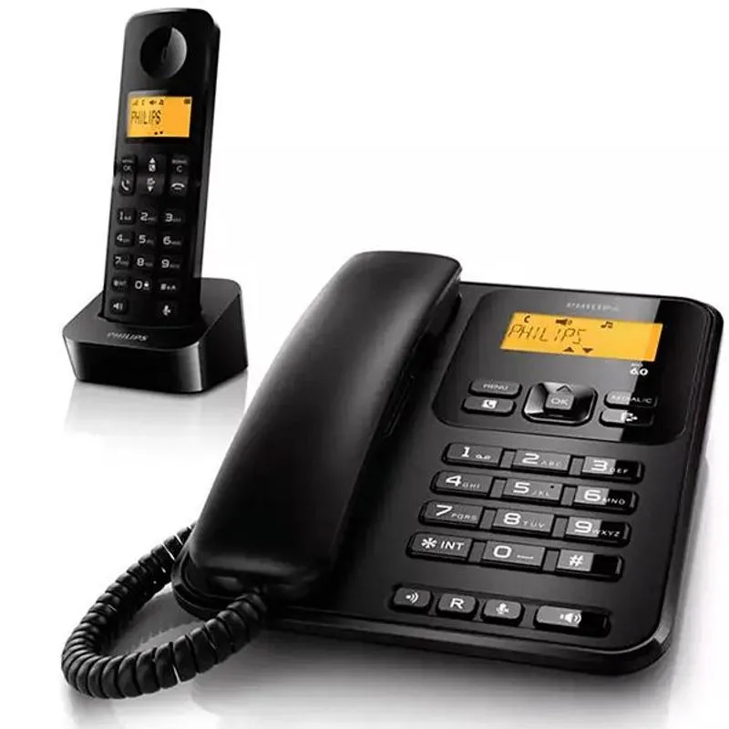 Usado: Telefone Combo Philips X200b/br Com Fio + Sem Fio Preto - Excelente