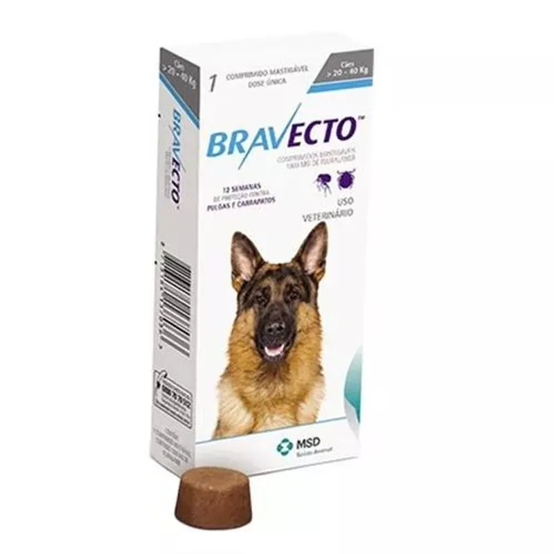 Bravecto Para Cães De 20 A 40kg - Antipulgas E Carrapatos