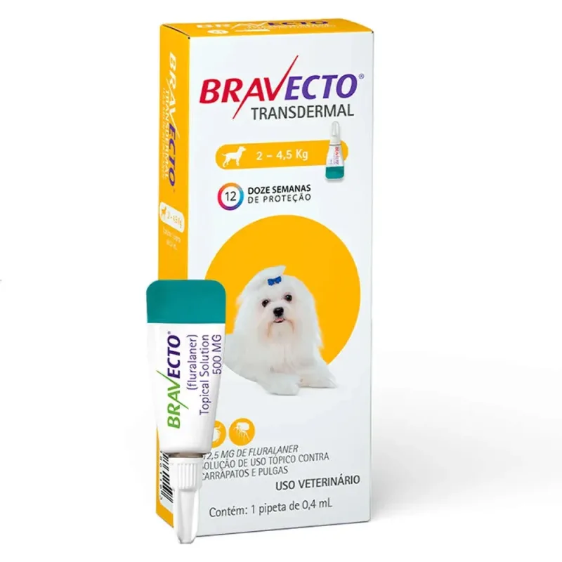 BRAVECTO TRANSDERMAL ANTIPULGA E CARRAPATICIDA CAES 112,5MG 2 - 4,5kg