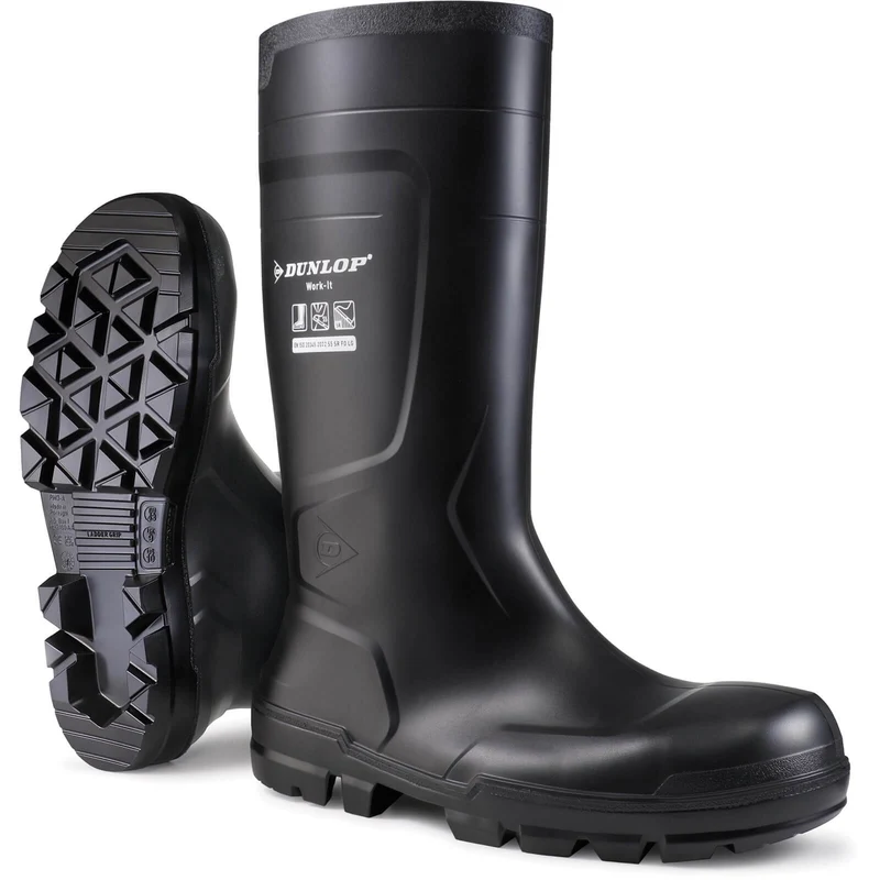Dunlop Work-It Black S5 Steel Toe Cap Full Safety Wellies Black / 14 UK | 15 US | 49 EU