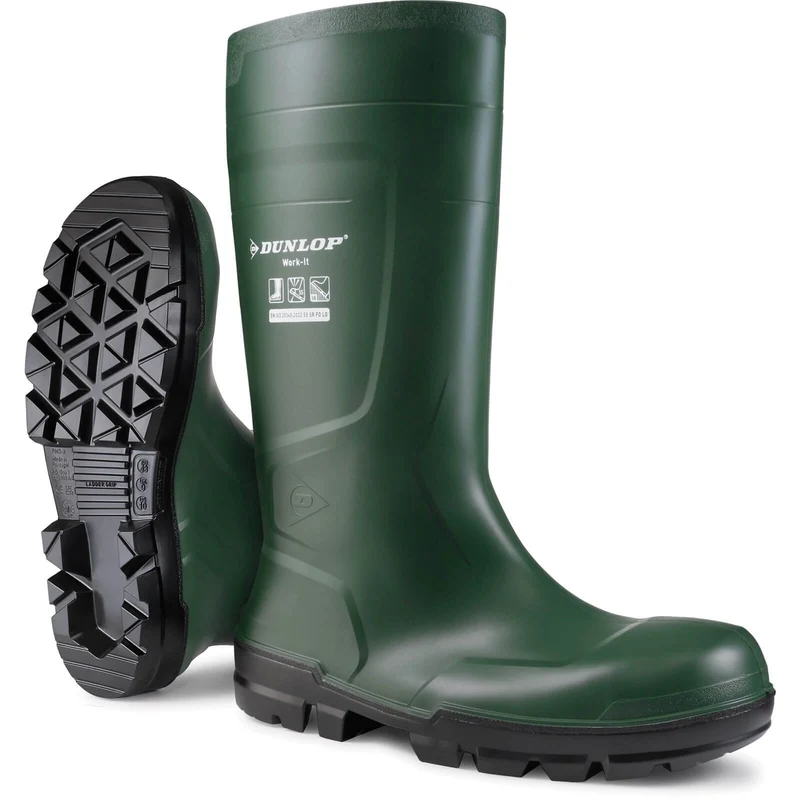 Dunlop Work-It Green S5 Steel Toe Cap Full Safety Wellies Green / 15 UK | 16 US | 50 EU