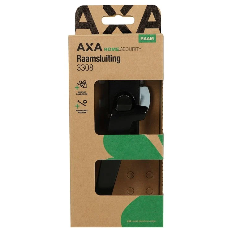 AXA Home Security raamsluiting+drukknop 3308 linksdr alu 13,2cm zwart Losstaand